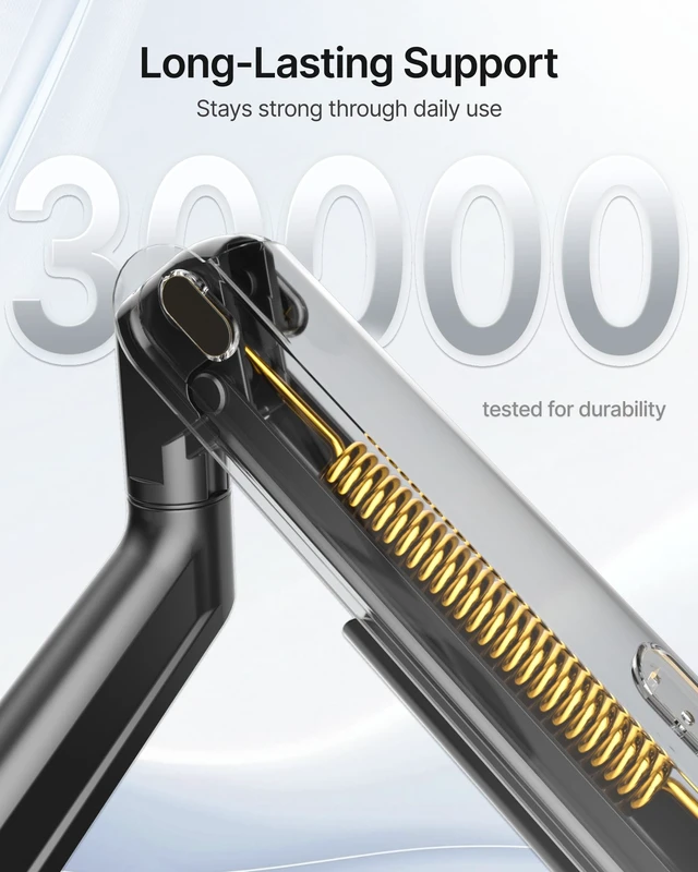 Alt view image 5 of 5 - monTEK Heavy-Duty Dual Monitor Arm, 26.4 lbs, 1740" Full MotionBlack