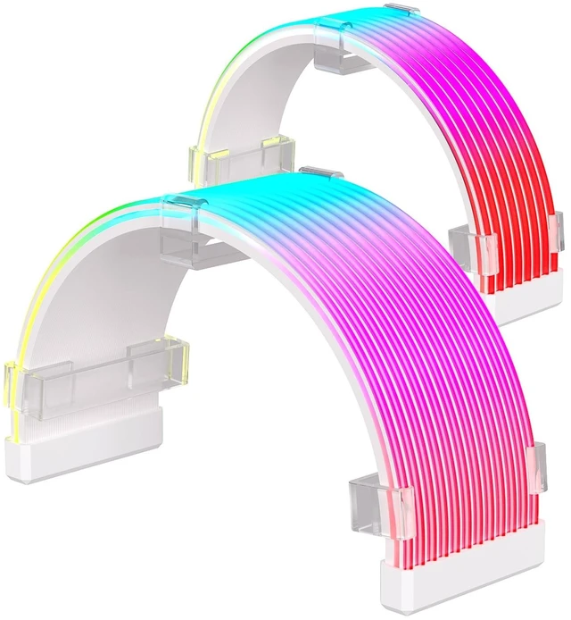 Main image of RGB Cable Extension PC Kit, RGB PC Cables Extension, Flexible ARGB Lighting Sleeves,Fits 8Pin/24Pin Cover for Motherboard and GPU PC Cables, 5V 3Pin ARGB SYNC, RGB PSU Cables White
