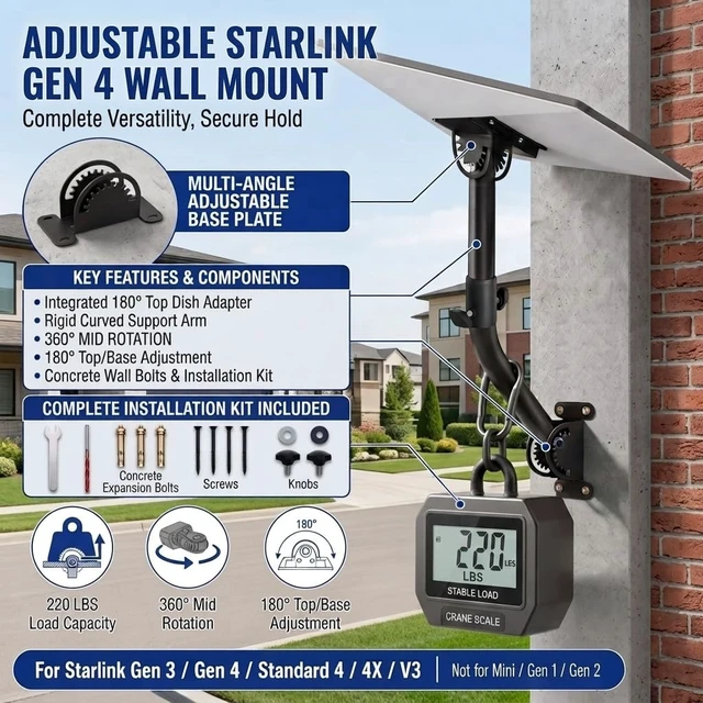 Alt view image 3 of 5 - Standard 4/4X Mount for Starlink, Adjustable Outdoor Wall/Roof Mounting Kit