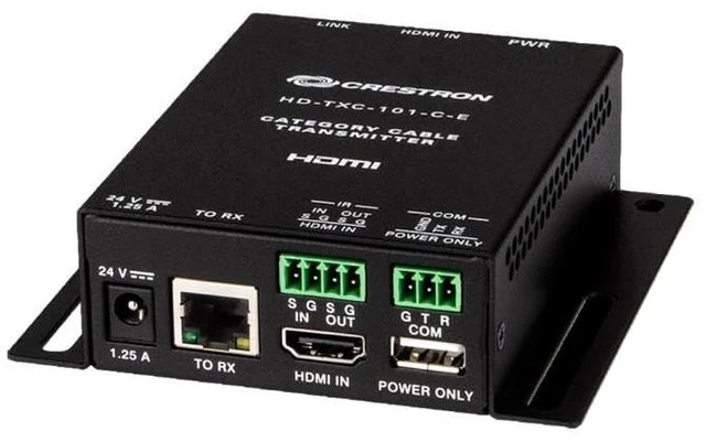 Main image of CRESTRON HD-TXC-101-C-E Transmitter, DM LITE, LED, 1.25 AMP, 100-240 V, 50/60 HZ, 13.2 BTU/HR, HDMI, RS-232, Metal/Black Finish, Surface/FREESTANDING