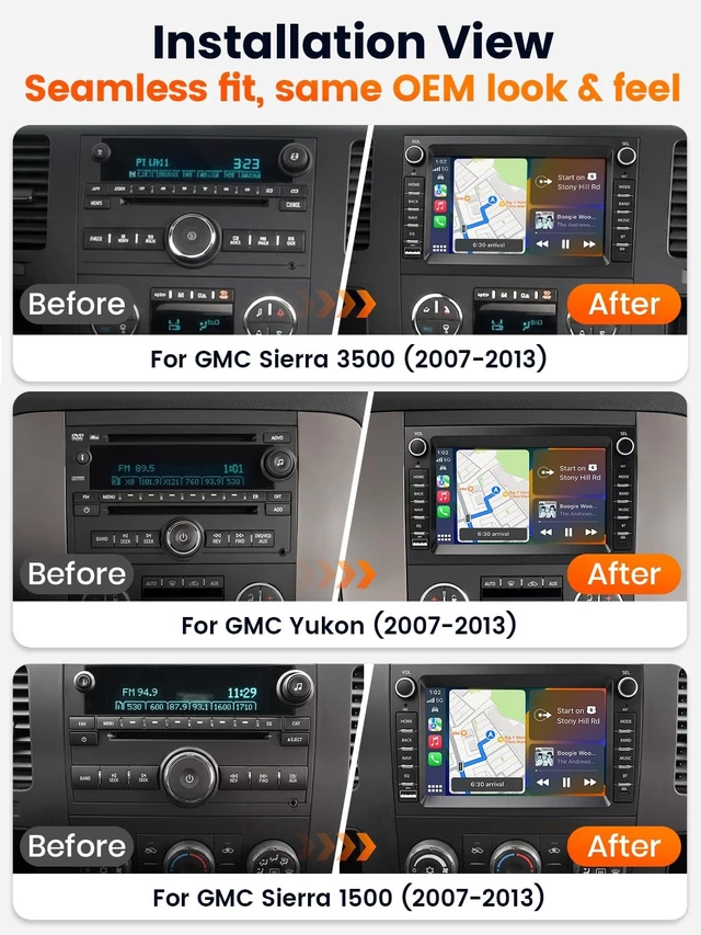 Alt view image 3 of 5 - KORVITH 7" Android 15 Car Stereo for GMC Sierra 1500 2500 3500 HD Yukon