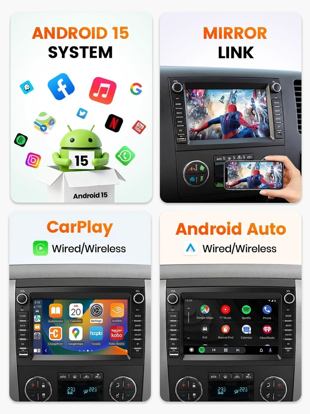 Alt view image 4 of 5 - KORVITH 7" Android 15 Car Stereo for GMC Sierra 1500 2500 3500 HD Yukon