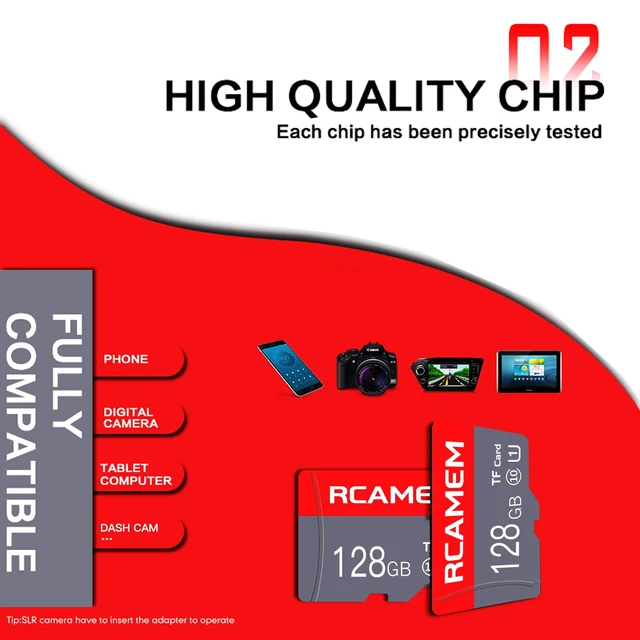 Alt view image 3 of 5 - 128GB Micro Memory Card with Adapter TF Card Class 10 for Camera