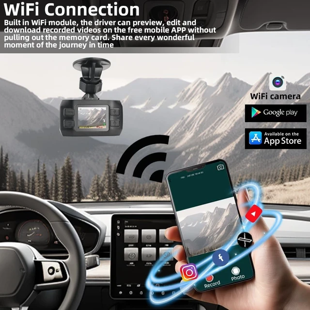 Alt view image 3 of 5 - VSYSTO 2K Car Dash Camera with 4 Tire Pressure Sensors, WiFi 1.5 Inch Screen SONYIMX323 Lens Mini Dashcam for Cars, G-Sensor, Loop Recording (M1)