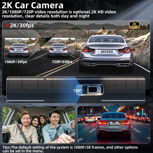 Alt view image 4 of 5 - VSYSTO 2K Car Dash Camera with 4 Tire Pressure Sensors, WiFi 1.5 Inch Screen SONYIMX323 Lens Mini Dashcam for Cars, G-Sensor, Loop Recording (M1)
