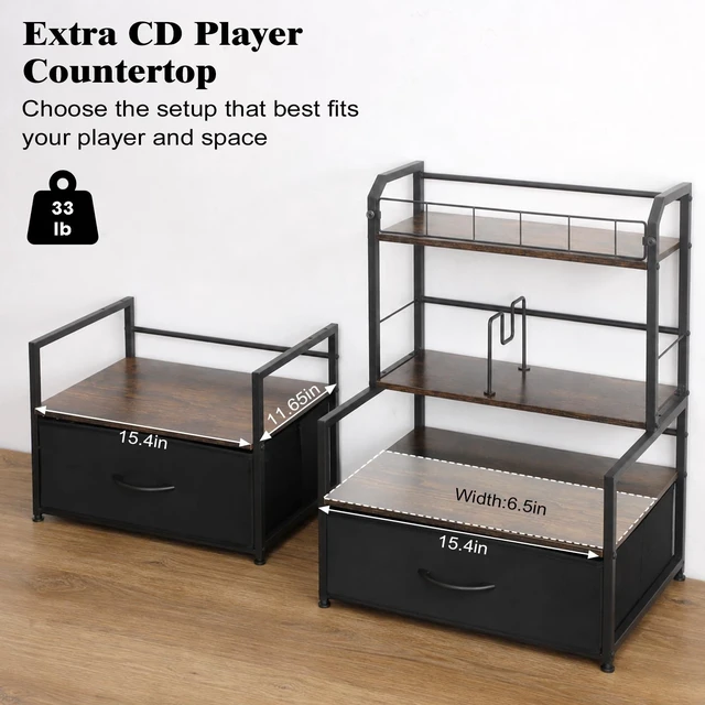 Alt view image 5 of 5 - Xykzra CD Storage Rack with Player Stand, 3-Tier Desktop Media Organizer