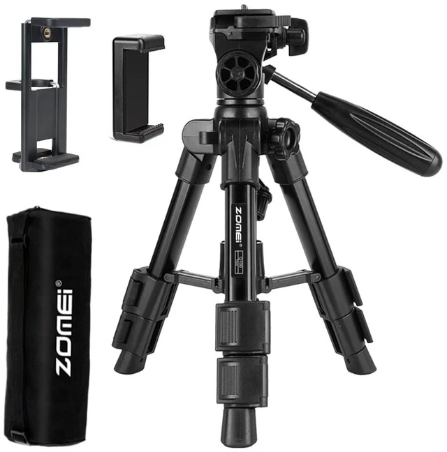 Main image of Q100 21" Desktop Mini Tripod, Aluminum with 2in1 Phone&Tablet Clip