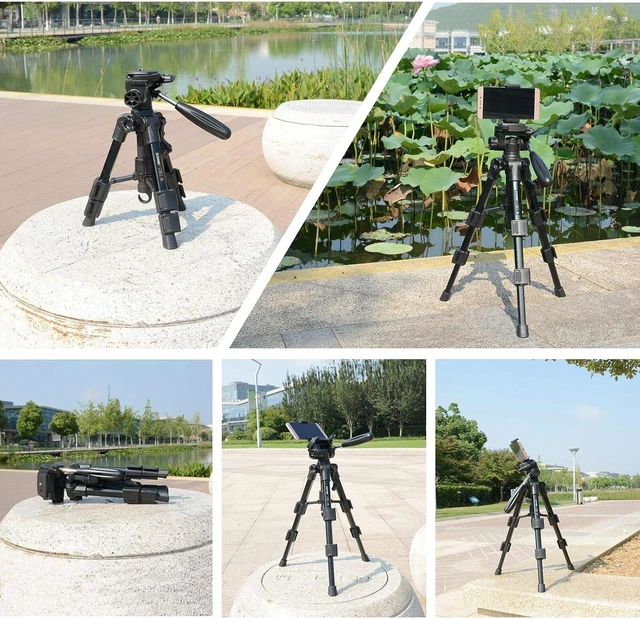 Alt view image 4 of 5 - Q100 21" Desktop Mini Tripod, Aluminum with 2in1 Phone&Tablet Clip