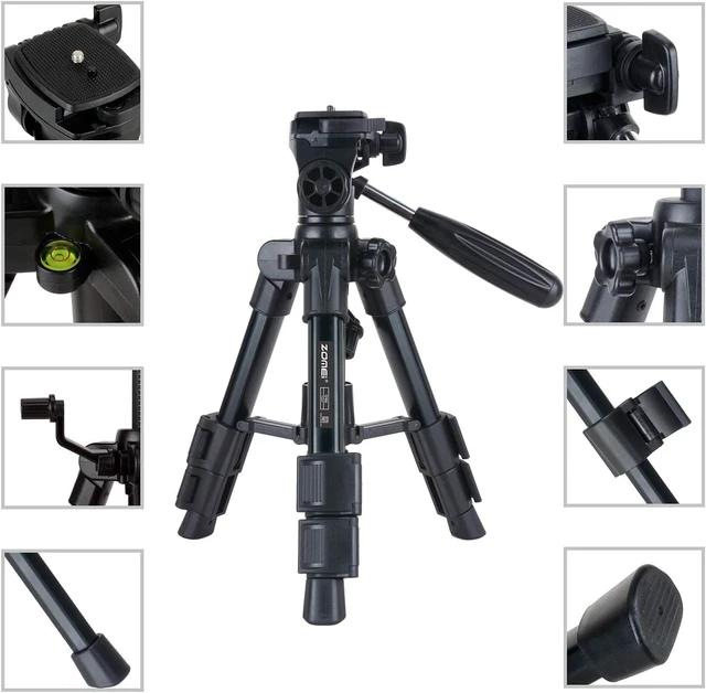 Alt view image 5 of 5 - Q100 21" Desktop Mini Tripod, Aluminum with 2in1 Phone&Tablet Clip