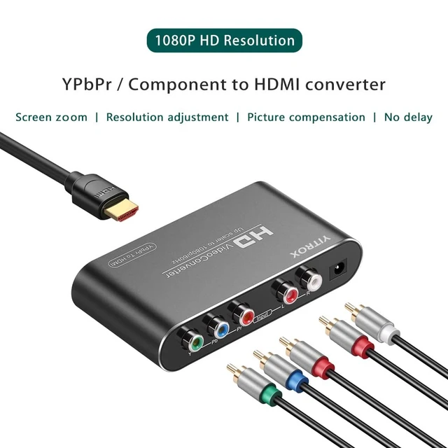 Alt view image 2 of 5 - Component to HDMI Converter Upscaler Scaler, YPbPr to HDMI Converter Support 1080P for Wii, PS2, PS3, Xbox 360, Blu ray Player, DVD and More