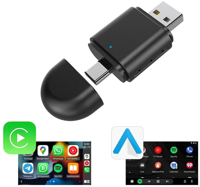 Main image of Carplay Adapter & Android Auto Wireless Adapter, USB + Type-C Dual Interface, 2 in 1 Auto Car Play Wireless Dongle for OEM Wired Carplay Car with iPhone iOS 10+ / Android 11+