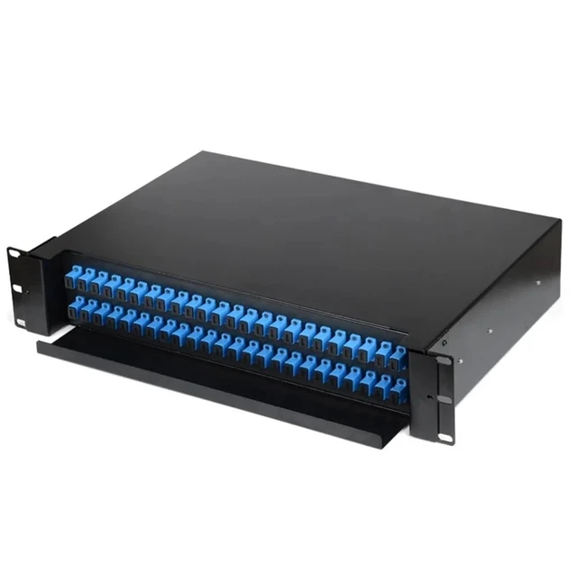 Alt view image 2 of 5 - 48 Ports Fiber Optic Terminal Box Fiber Patch Panel SC FC LC Pigtail ODF 2U 48 Singlemode Multimode (48 CORE SC A SM)