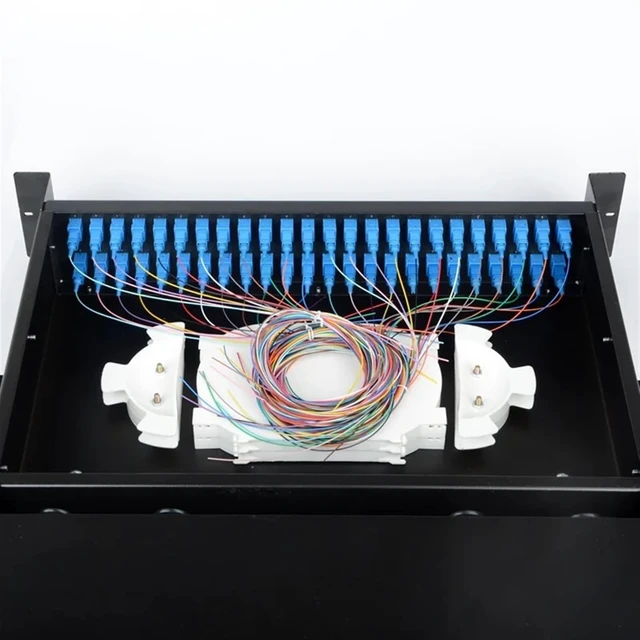 Alt view image 5 of 5 - 48 Ports Fiber Optic Terminal Box Fiber Patch Panel SC FC LC Pigtail ODF 2U 48 Singlemode Multimode (48 CORE SC A SM)