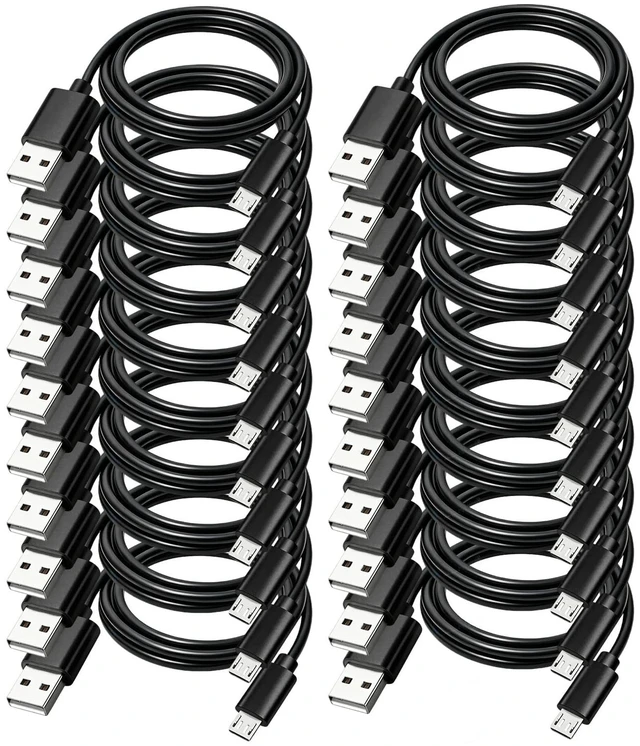 Main image of Micro USB Cable 6FT 20-Pack,Multipack Fast Charging USB 2.0 Data Sync Black