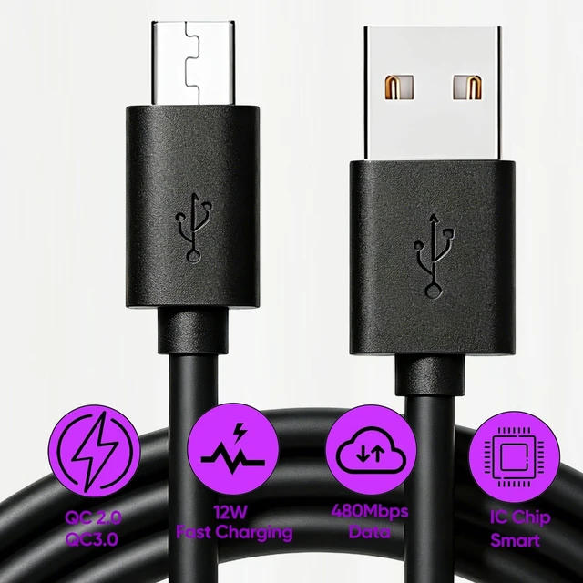Alt view image 2 of 5 - Micro USB Cable 6FT 20-Pack,Multipack Fast Charging USB 2.0 Data Sync Black