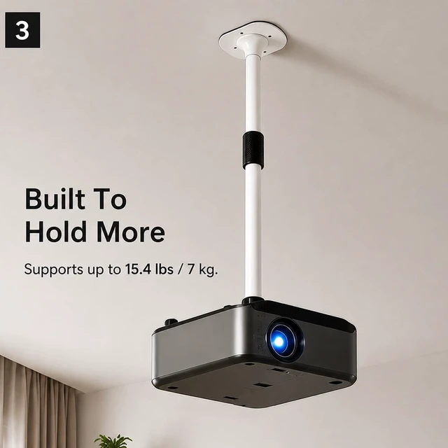 Alt view image 5 of 5 - Universal Projector Ceiling Mount, Adjustable Height, Supports up to 15lbs