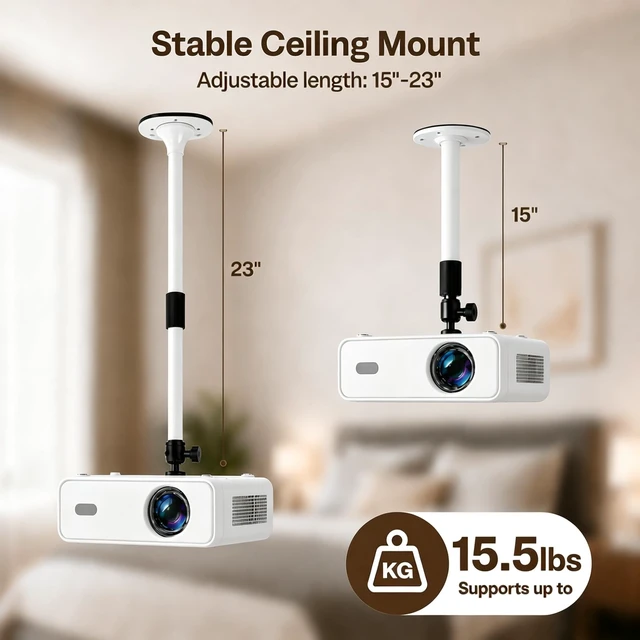 Alt view image 4 of 5 - Universal Projector Ceiling Mount, Adjustable Height, Supports up to 15lbs
