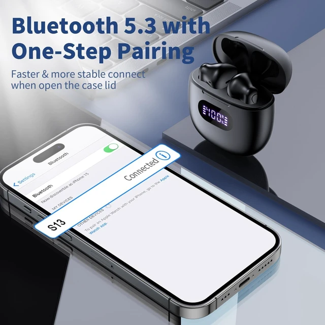 Alt view image 2 of 5 - Ear buds Wireless Earbuds Bluetooth 5.4 Headphones Button Control Earphones