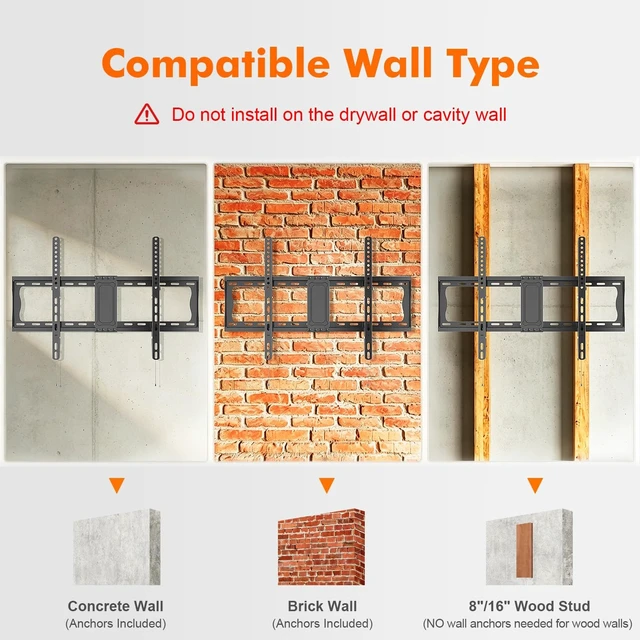 Alt view image 5 of 5 - GRIFEMA Low Profile TV Wall Mount for 37-82 Inch, Tilt, Up to 132.28 lbs