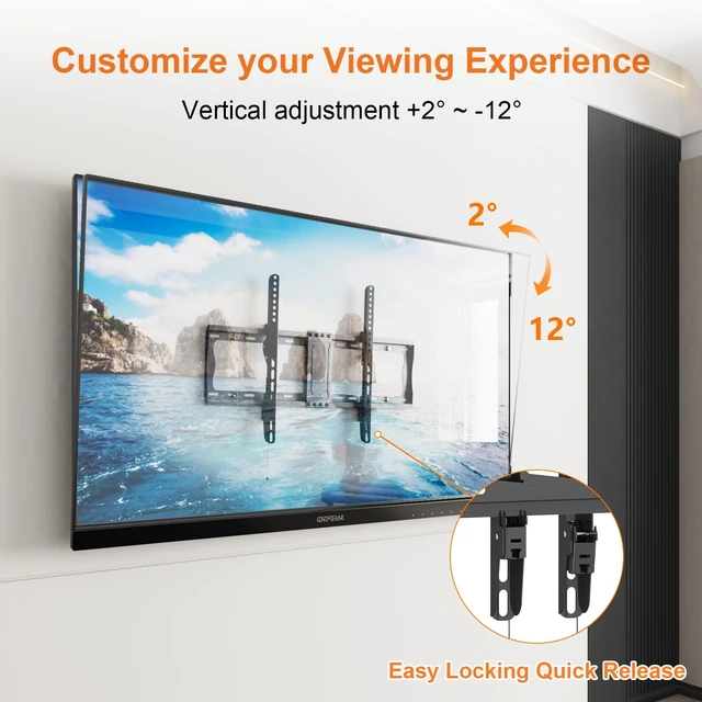 Alt view image 3 of 5 - GRIFEMA Low Profile TV Wall Mount for 37-82 Inch, Tilt, Up to 132.28 lbs