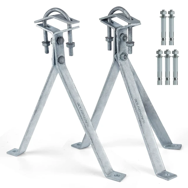 Main image of Heavy-Duty Antenna Wall Mount,Windproof Stand Off Wall Mast Mounting Clamps,1 Pair with Expansion Bolts(1 Pair Mount (3-Leg + 2-Leg), 14 Inch)