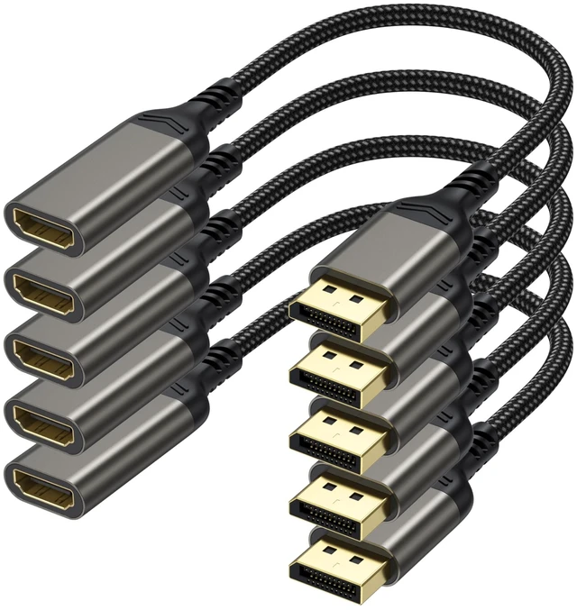 Main image of 4K DisplayPort to HDMI Adapter 5 Pack, Uni-Directional Display Port Computer to HDMI Screen Converter (Male to Female), DP1.2 to HDMI 1.4 Adapter for Game,Desktop,Projector,Monito,AMD NVIDIA