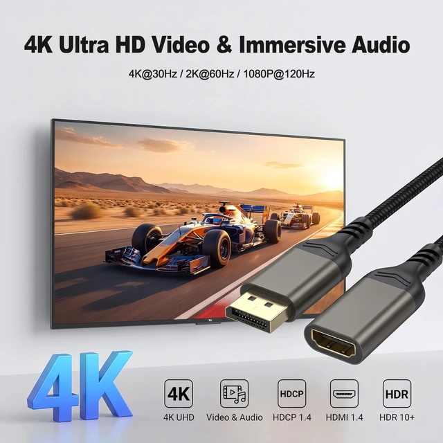Alt view image 3 of 5 - 4K DisplayPort to HDMI Adapter 5 Pack, Uni-Directional Display Port Computer to HDMI Screen Converter (Male to Female), DP1.2 to HDMI 1.4 Adapter for Game,Desktop,Projector,Monito,AMD NVIDIA