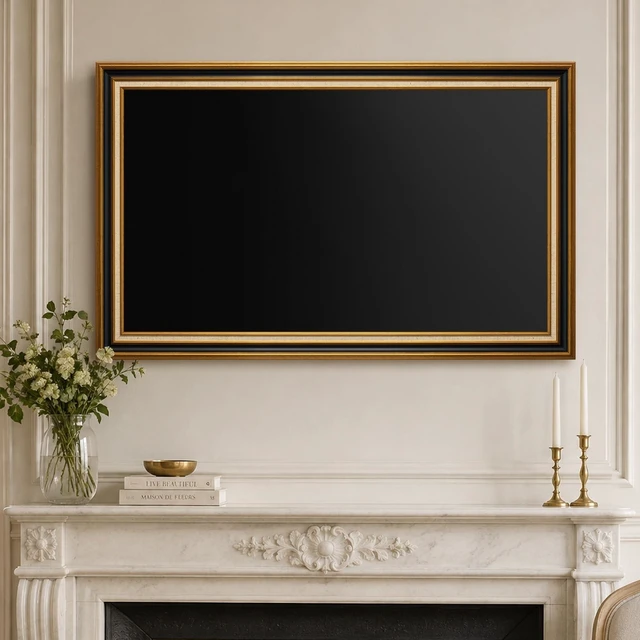 Main image of 65" Minimalist TV Frame for Samsung The Frame TV 2021-2025, Black Gold