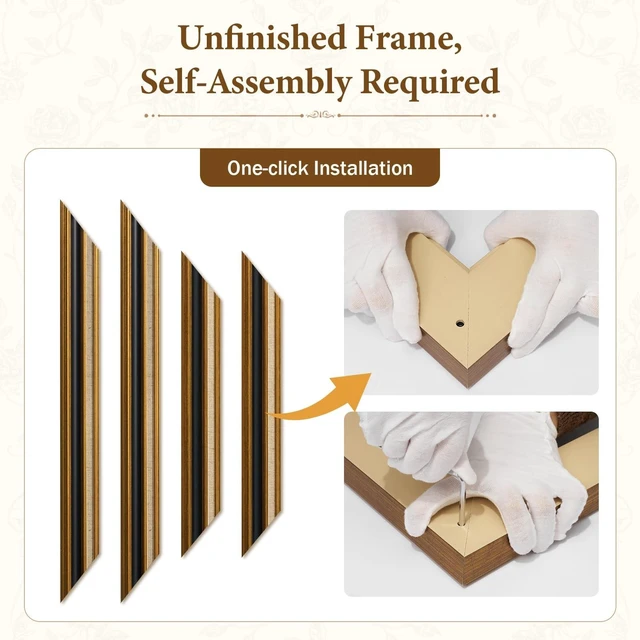 Alt view image 3 of 5 - 65" Minimalist TV Frame for Samsung The Frame TV 2021-2025, Black Gold