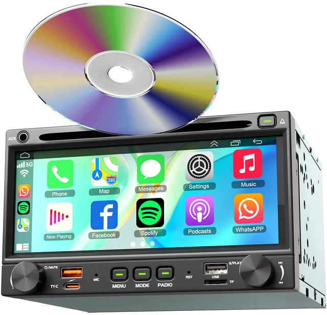 Main image of Double Din Car Radio with CD/DVD Play Stereo 7 Inch HD Screen Head Unit