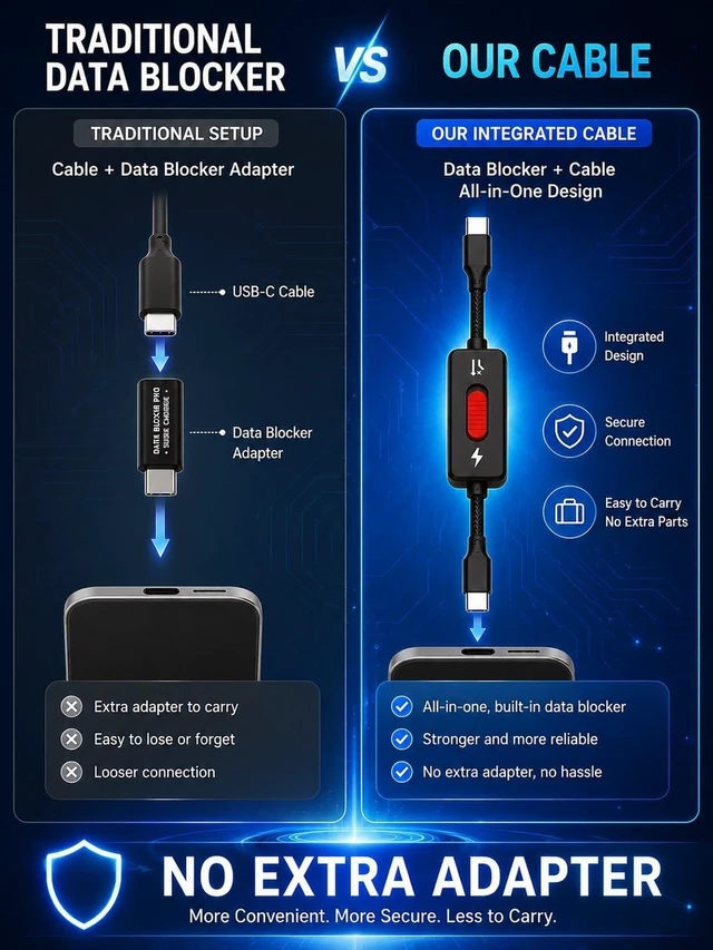 Alt view image 5 of 5 - USB C to C Data Blocker Cable, with Charge Only/Data Transfer Switch 2 PACK