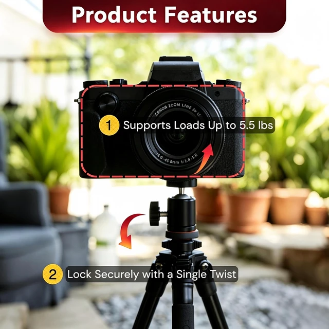 Alt view image 4 of 5 - 3 Pack Upgrade Universal 1/4" Mini Ball Head Screw Tripod Mount