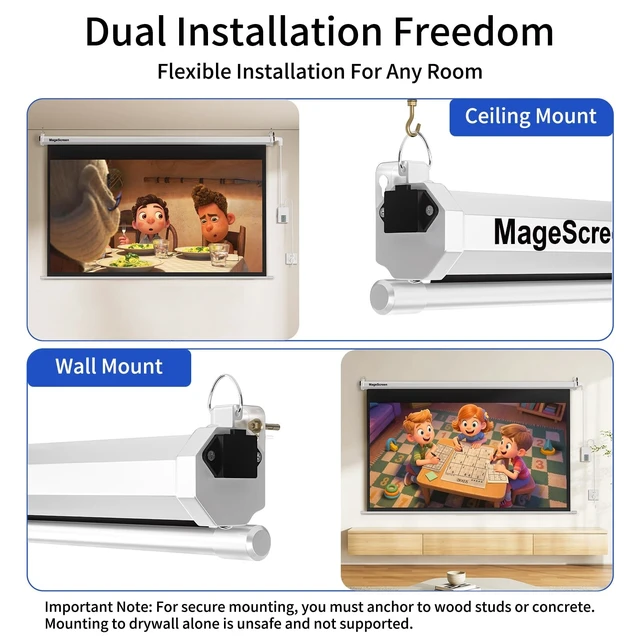 Alt view image 3 of 5 - 120" 16:9 Motorized Projector Screen with Dual-Side Power Inlet
