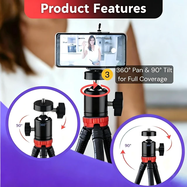 Alt view image 5 of 5 - 3 Pack Upgrade Universal 1/4" Mini Ball Head Screw Tripod Mount