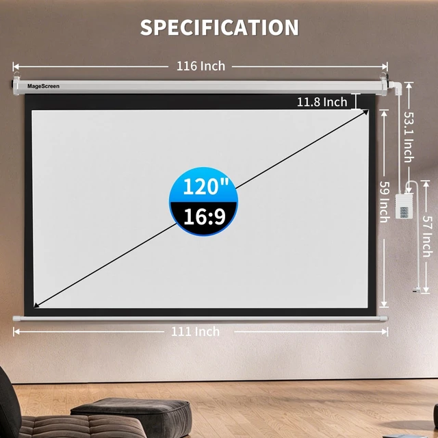 Alt view image 4 of 5 - 120" 16:9 Motorized Projector Screen with Dual-Side Power Inlet
