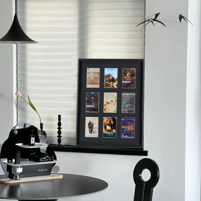 Alt view image 2 of 5 - Cassette Tape Case,Cassette Tape Display Frame,Cassette Tape and Case Display,9 Tape Display Frame,Music Picture Frame,Home Decor Cassette Tape Storage,Solid Wood Frame with Glass Panel.