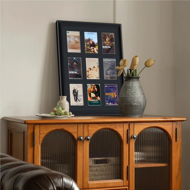 Alt view image 4 of 5 - Cassette Tape Case,Cassette Tape Display Frame,Cassette Tape and Case Display,9 Tape Display Frame,Music Picture Frame,Home Decor Cassette Tape Storage,Solid Wood Frame with Glass Panel.