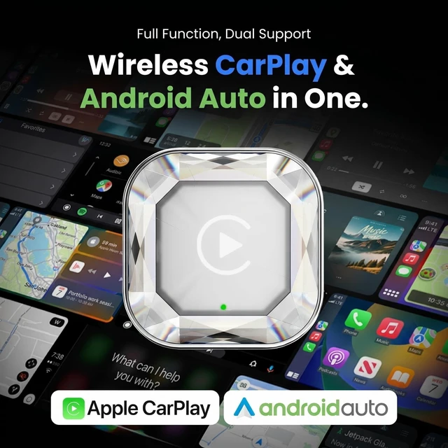 Alt view image 2 of 5 - Rexyzen 2-in-1 Wireless CarPlay& Android Auto Adapter, Wireless Forever