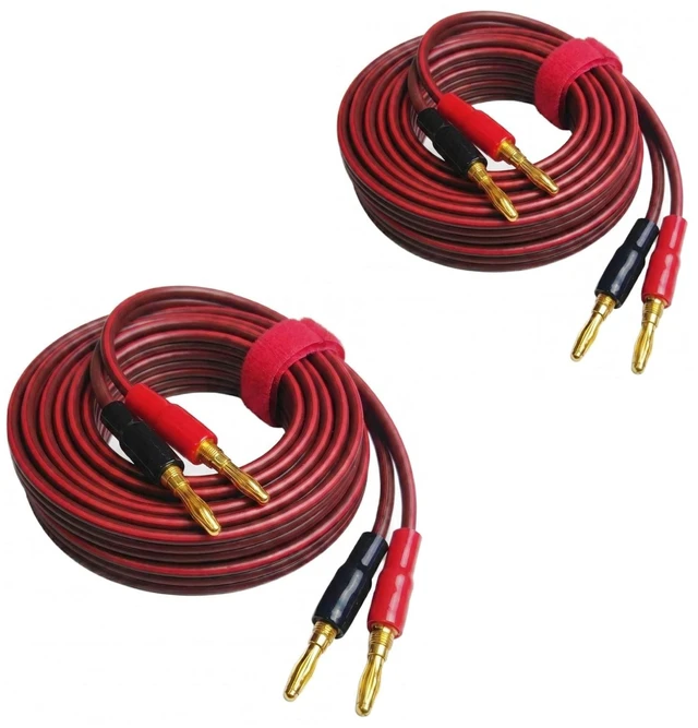 Main image of Jonronfey 14-Gauge Pure Copper Speaker Cable, 9.9ft (3m), Burgundy