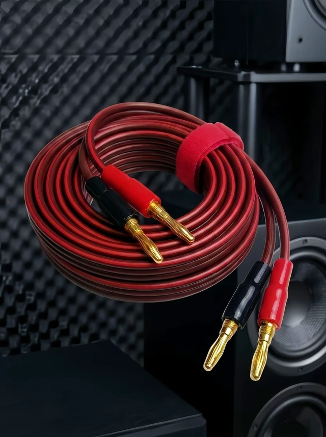 Alt view image 4 of 5 - Jonronfey 14-Gauge Pure Copper Speaker Cable, 9.9ft (3m), Burgundy