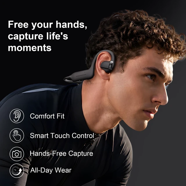 Alt view image 3 of 5 - kafgoes Open-Ear Bone Conduction Headphones with Camera for Daily Life