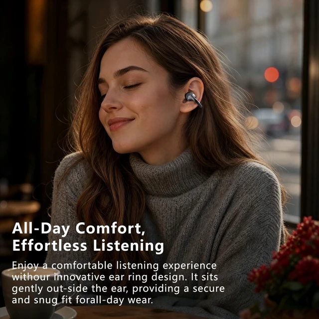 Alt view image 2 of 5 - UDFINE Open Ear Earbuds, Bluetooth 6.0 Wireless Headphones with ENC, 30H Playtime & IPX5 Waterproof, Semi-in-Ear Design for All-Day Comfort, FreeClip