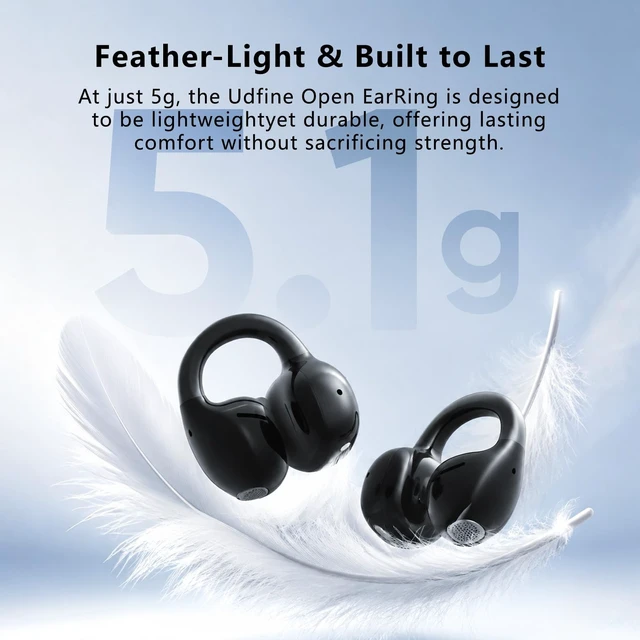 Alt view image 3 of 5 - UDFINE Open Ear Earbuds, Bluetooth 6.0 Wireless Headphones with ENC, 30H Playtime & IPX5 Waterproof, Semi-in-Ear Design for All-Day Comfort, FreeClip