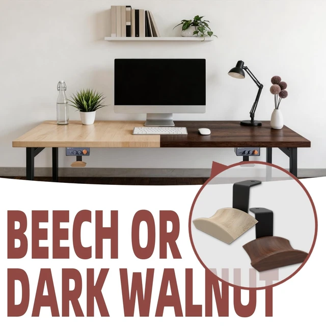 Alt view image 3 of 5 - Pyswex Under Desk Mount for Fosi Audio BT20A Pro with Walnut Wood Headphone Hanger, Metal Amplifier Bracket Shelf for Compact Stereo Amp, Desk Organizer Holder, Black