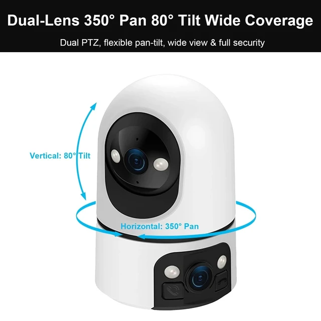 Alt view image 2 of 5 - G GENLEAS 2K Ultra HD Dual Lens WiFi Security Camera, Pan Tilt Indoor Surveillance Cam, Full Color Night Vision, 2-Way Audio Motion Detection, 300 Pan 60 Tilt, 2 Pack for Home Shop (No SD Card)