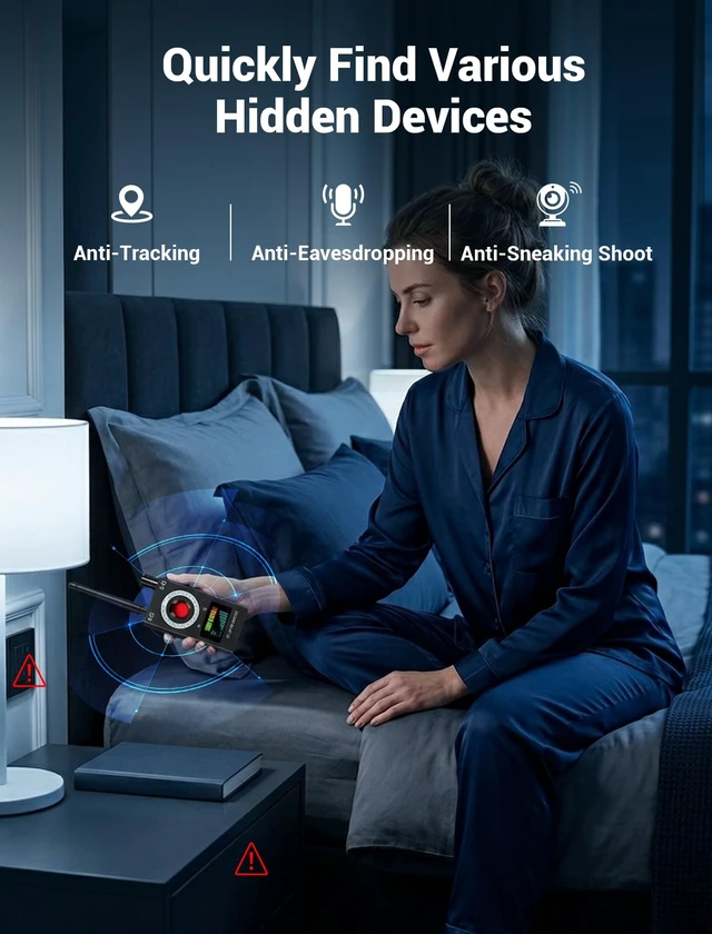 Alt view image 2 of 5 - WRKLLY Hidden Camera Detectors, 3-in-1 GPS Tracker Detector, Bug Detector, Ultra-Long Battery Life, RF Detector for Airbnb, Hotels, Bathroom, Home, Office