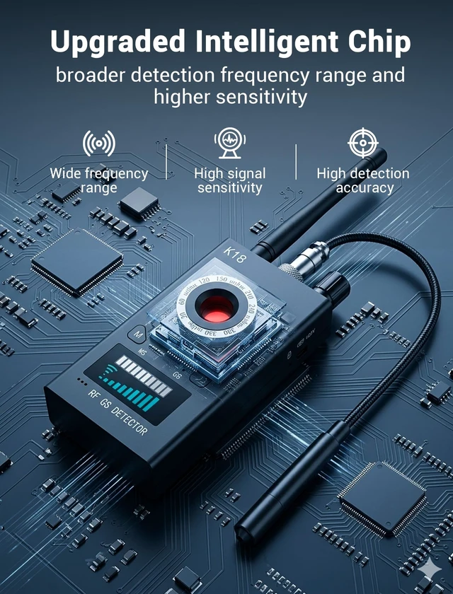 Alt view image 3 of 5 - WRKLLY Hidden Camera Detectors, 3-in-1 GPS Tracker Detector, Bug Detector, Ultra-Long Battery Life, RF Detector for Airbnb, Hotels, Bathroom, Home, Office
