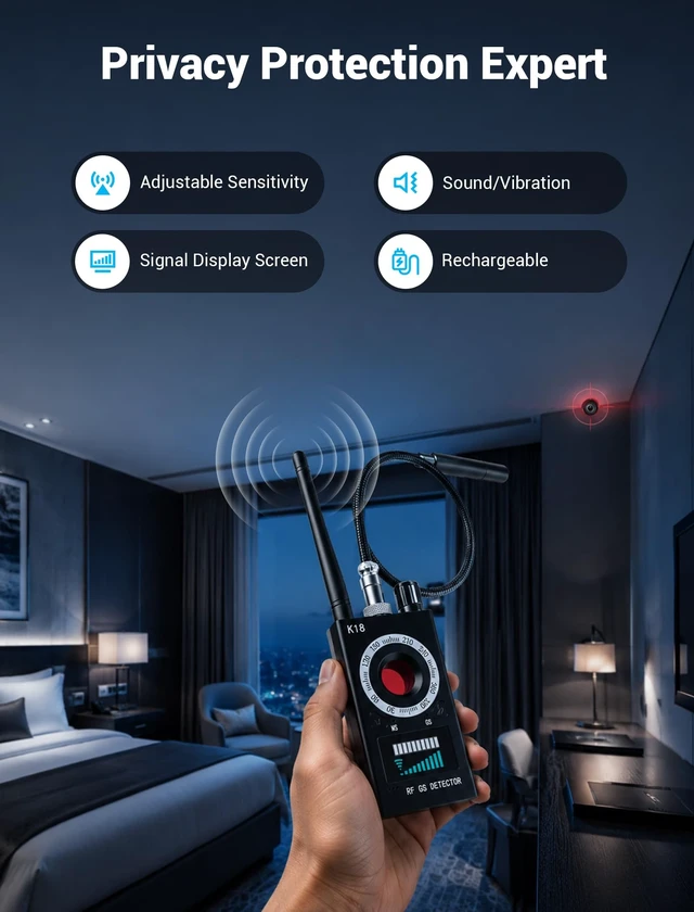 Alt view image 5 of 5 - WRKLLY Hidden Camera Detectors, 3-in-1 GPS Tracker Detector, Bug Detector, Ultra-Long Battery Life, RF Detector for Airbnb, Hotels, Bathroom, Home, Office