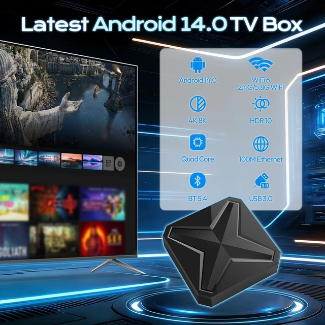 Alt view image 2 of 5 - Android TV Box 2026, Android 14 TV Box Support 4K 8K WiFi 6 2.4G/5.8G Dual-Band WiFi 100M Ethernet, Smart Box for TV with 2GB 16GB RK3518 Quad-core CPU Bluetooth 5.4 USB 3.0