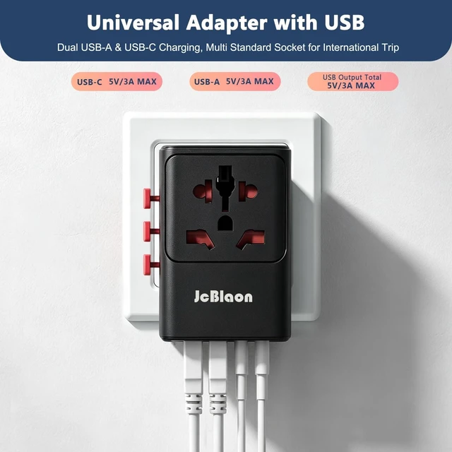 Alt view image 4 of 5 - JcBlaon 45W Universal Travel Adapter, International Power Adapter